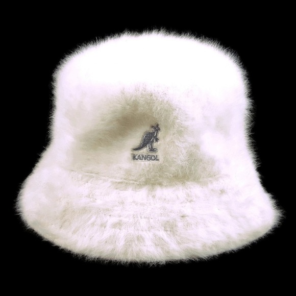 Kangs White Fuzzy Bucket Hat 